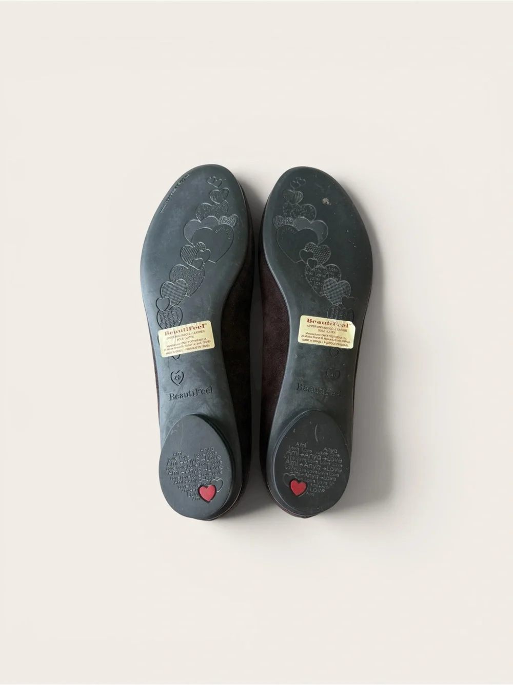BeautiFeel Dark Brown Suede Flats with Yellow Rosette Accent